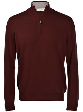 Gran Sasso Knitwear & Jumpers Gran Sasso - Merino Wool 1/4 Zip Burgundy Jumper