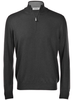 Gran Sasso Knitwear & Jumpers Gran Sasso - Merino Wool 1/4 Zip Charcoal Jumper