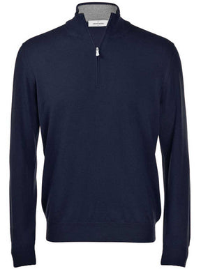Gran Sasso Knitwear & Jumpers Gran Sasso - Merino Wool 1/4 Zip Navy Jumper