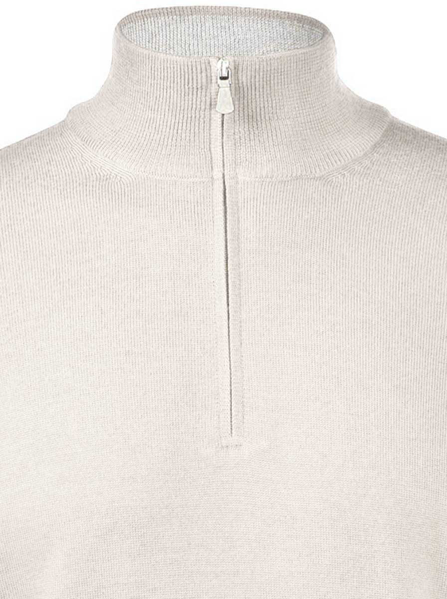 Gran Sasso Knitwear & Jumpers Gran Sasso - Merino Wool 1/4 Zip Stone Jumper