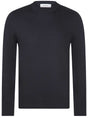 Gran Sasso Knitwear & Jumpers Gran Sasso - Merino Wool 2-Ply Crew Neck Navy Jumper