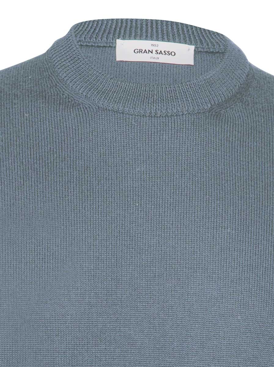 Gran Sasso Knitwear & Jumpers Gran Sasso - Merino Wool 2-Ply Crew Neck Teal Jumper
