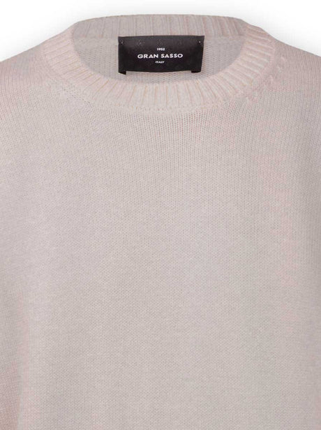 Gran Sasso Knitwear & Jumpers Gran Sasso - Merino Wool 3-Ply Crew Neck Biscuite Jumper