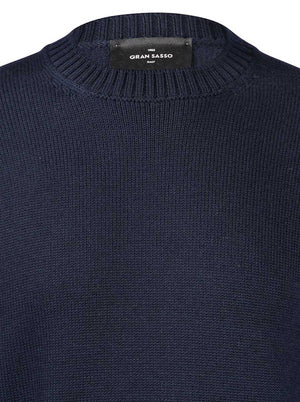Gran Sasso Knitwear & Jumpers Gran Sasso - Merino Wool 3-Ply Crew Neck Navy Jumper 225