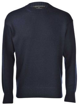 Gran Sasso Knitwear & Jumpers Gran Sasso - Merino Wool 3-Ply Crew Neck Navy Jumper 225