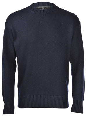 Gran Sasso Knitwear & Jumpers Gran Sasso - Merino Wool 3-Ply Crew Neck Navy Jumper 225