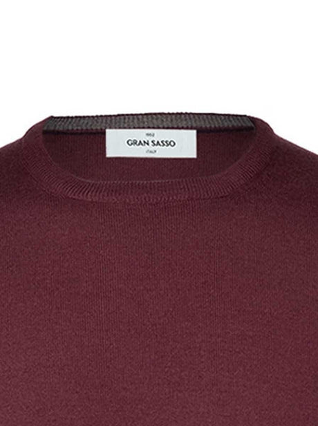 Gran Sasso Knitwear & Jumpers Gran Sasso - Merino Wool Crew Neck Burgundy Knitwear