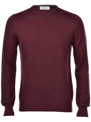 Gran Sasso Knitwear & Jumpers Gran Sasso - Merino Wool Crew Neck Burgundy Knitwear