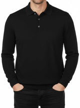 Gran Sasso Knitwear & Jumpers Gran Sasso - Merino Wool Long Sleeve Black Polo