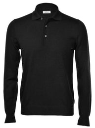 Gran Sasso Knitwear & Jumpers Gran Sasso - Merino Wool Long Sleeve Black Polo