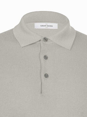 Gran Sasso Knitwear & Jumpers Gran Sasso - Merino Wool Long Sleeve Putty Polo