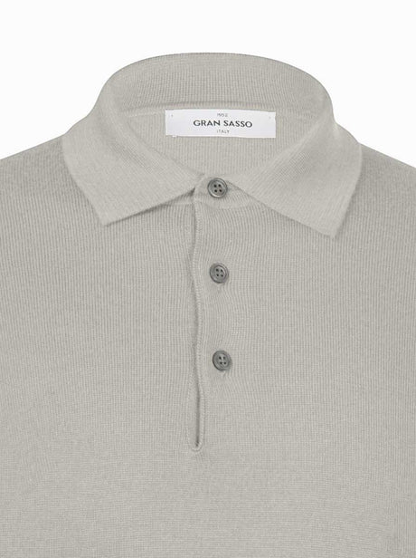 Gran Sasso Knitwear & Jumpers Gran Sasso - Merino Wool Long Sleeve Putty Polo