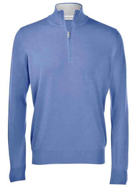 Gran Sasso Knitwear & Jumpers Gran Sasso - Merino Wool Quarter Zip Blue Knitwear