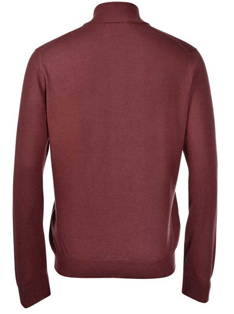 Gran Sasso Knitwear & Jumpers Gran Sasso - Merino Wool Quarter Zip Burgundy Knitwear