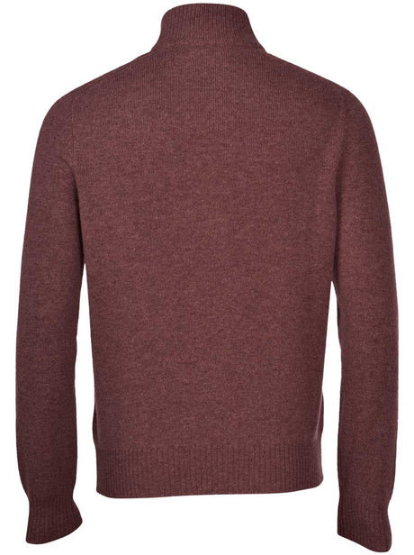 Gran Sasso Knitwear & Jumpers Gran Sasso - Super Geelong 1/4 Zip Burgundy Jumper