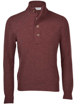 Gran Sasso Knitwear & Jumpers Gran Sasso - Super Geelong 1/4 Zip Burgundy Jumper