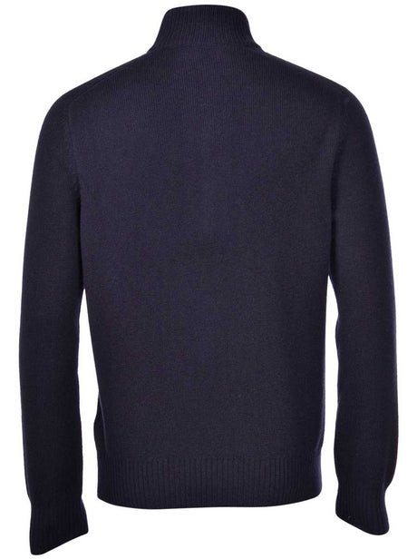 Gran Sasso Knitwear & Jumpers Gran Sasso - Super Geelong 1/4 Zip Navy Jumper