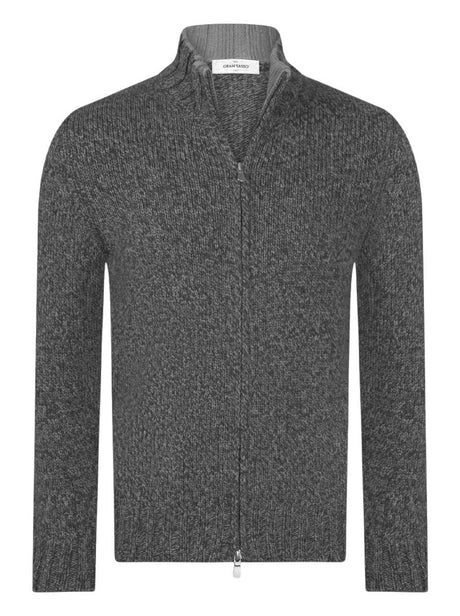 Gran Sasso Knitwear & Jumpers Gran Sasso -  Super Geelong Bi-Colour Black Full Zip Green Knitwear