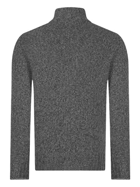 Gran Sasso Knitwear & Jumpers Gran Sasso -  Super Geelong Bi-Colour Black Full Zip Green Knitwear