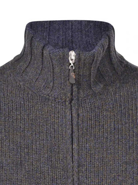 Gran Sasso Knitwear & Jumpers Gran Sasso -  Super Geelong Green Bi-Colour Quarter Zip