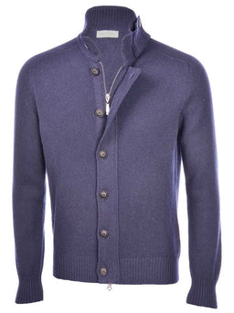 Gran Sasso Knitwear & Jumpers Gran Sasso - Super Geelong Zip & Button Denim Cardigan