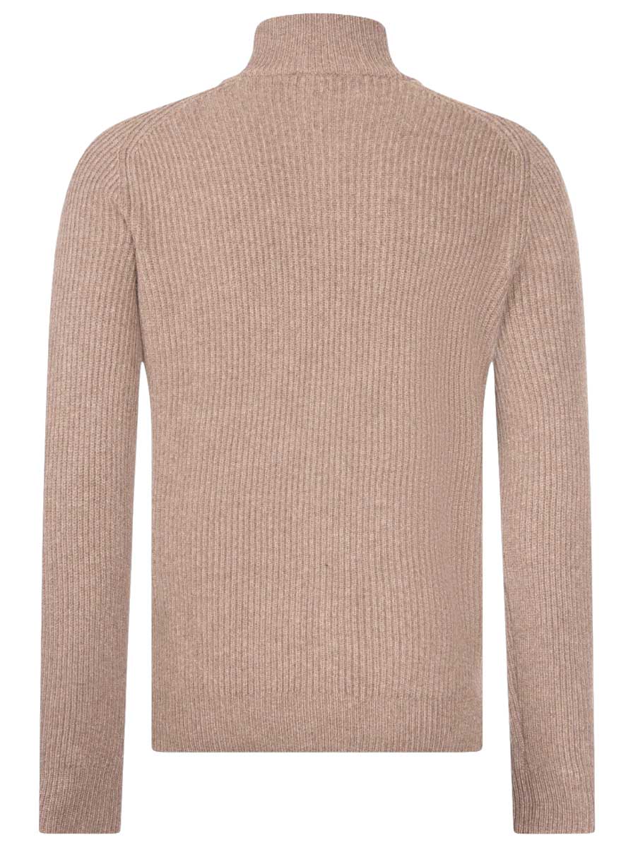 Gran Sasso Knitwear & Jumpers Gran Sasso - Wool/Cashmere Biscuit Ribbed Full Zip Cream Cardigan