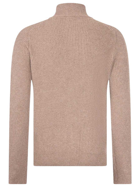 Gran Sasso Knitwear & Jumpers Gran Sasso - Wool/Cashmere Biscuit Ribbed Full Zip Cream Cardigan