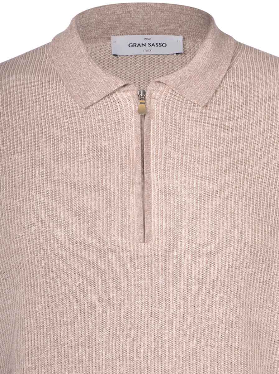Gran Sasso Polo & T-Shirts Gran Sasso - Knitted Needle Cord Cotton/Linen Polo Shirt