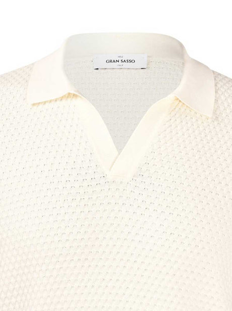 Gran Sasso Polo & T-Shirts Gran Sasso - Textured Cotton Cream Polo Shirt