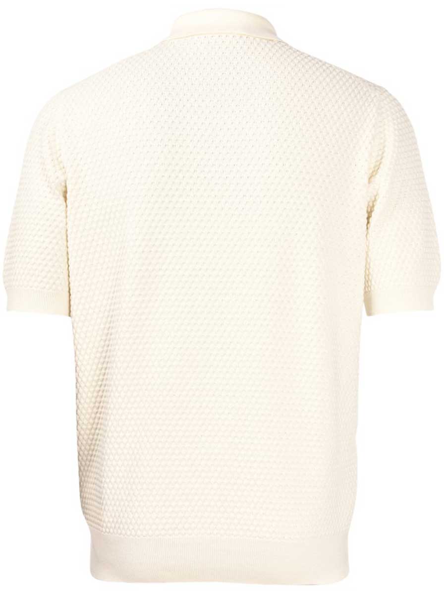 Gran Sasso Polo & T-Shirts Gran Sasso - Textured Cotton Cream Polo Shirt
