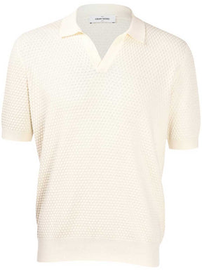 Gran Sasso Polo & T-Shirts Gran Sasso - Textured Cotton Cream Polo Shirt