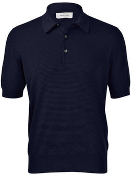 Gran Sasso Polo & T-Shirts Gran Sasso - Textured Cotton Navy Polo Shirt
