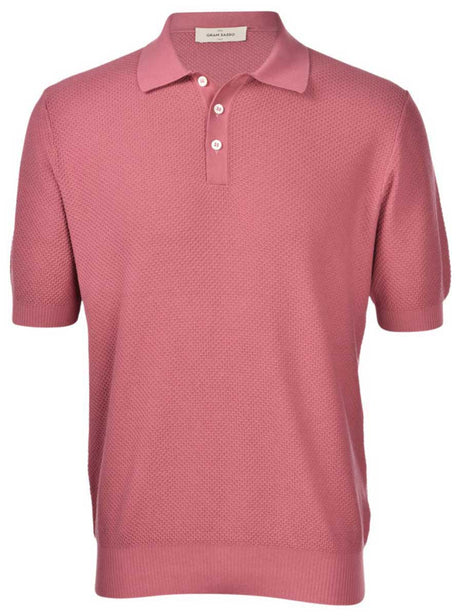 Gran Sasso Polo & T-Shirts Gran Sasso - Textured Cotton Rose Polo Shirt