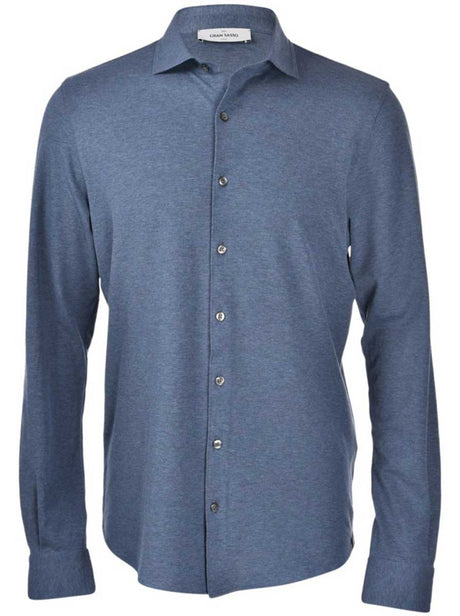 Gran Sasso Shirts Gran Sasso - Cotton Piqué Blue Shirt