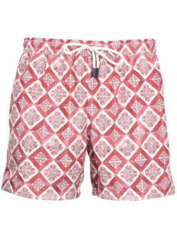 Gran Sasso Swimming Shorts Gran Sasso - Swimming Shorts Red Tile Print
