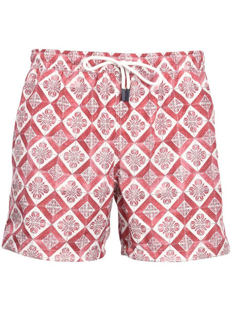 Gran Sasso Swimming Shorts Gran Sasso - Swimming Shorts Red Tile Print