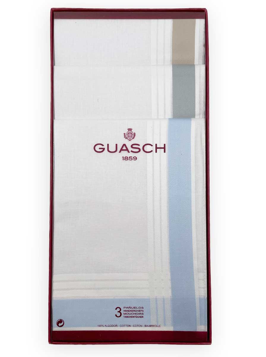 Guasch Handkerchiefs Guasch - 3 Hand Rolled Cotton Handkerchiefs