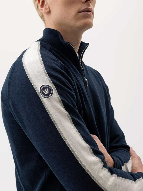 Holebrook Hybrid Holebrook - Ludvig Mock Neck Windproof Knitted Navy Sweater