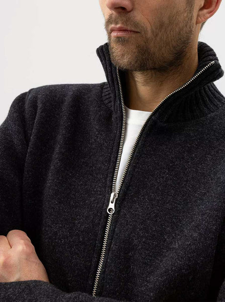 Holebrook Hybrid Holebrook - Måns Zip Knitted Windproof Antracite Sweater