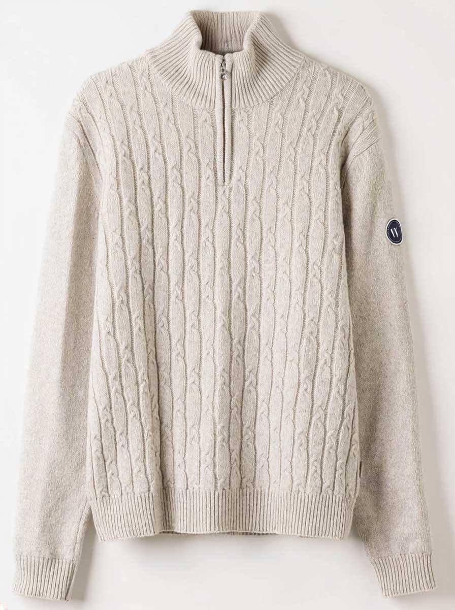 Holebrook Knitwear & Jumpers Holebrook - Alvin ¼ Zip Knitted Windproof Off White Sweater