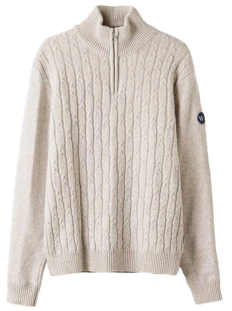 Holebrook Knitwear & Jumpers Holebrook - Alvin ¼ Zip Knitted Windproof Off White Sweater