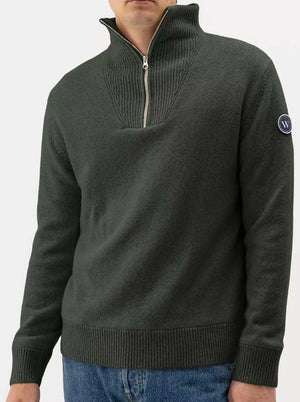Holebrook Knitwear & Jumpers Holebrook - Bosse  ¼ Zip Knitted Windproof Forest Sweater