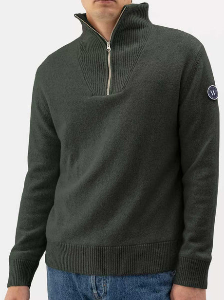 Holebrook Knitwear & Jumpers Holebrook - Bosse  ¼ Zip Knitted Windproof Forest Sweater