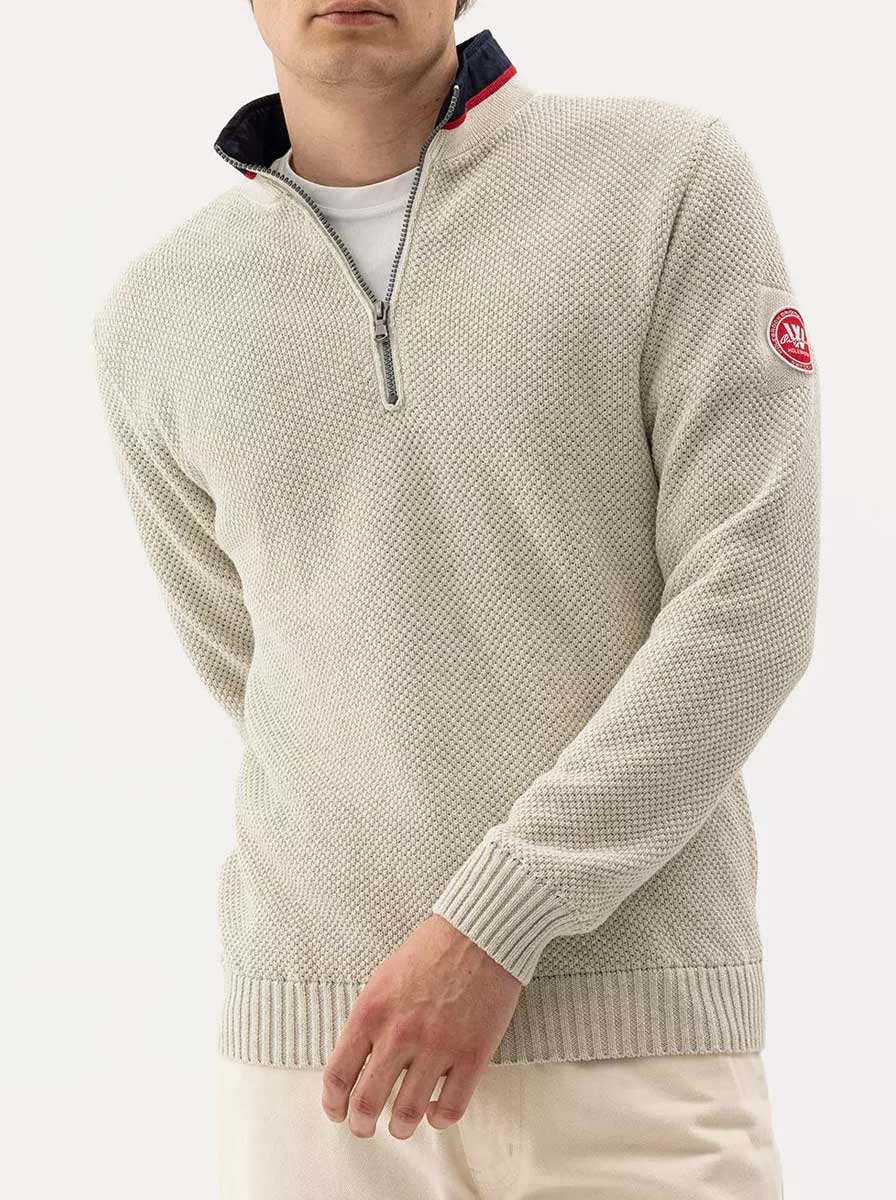 Holebrook Knitwear & Jumpers Holebrook - Classic WP ¼ Zip Knitted Windproof Off White Sweater
