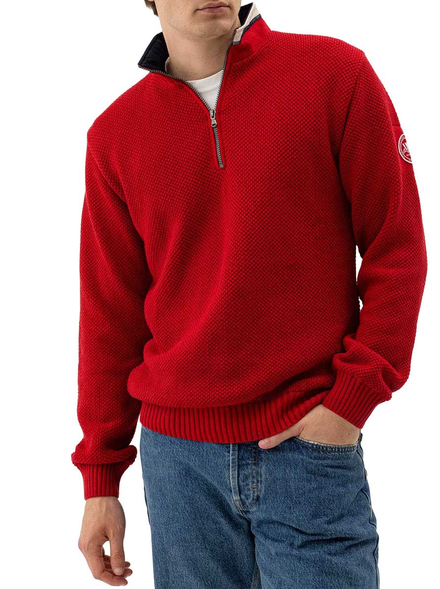 Holebrook Knitwear & Jumpers Holebrook - Classic WP ¼ Zip Knitted Windproof Red Sweater