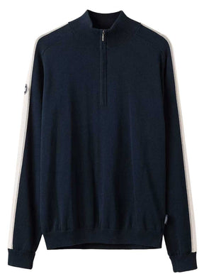 Holebrook Knitwear & Jumpers Holebrook - Ludvig Mock Neck Windproof Knitted Navy Sweater