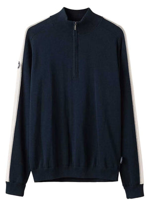 Holebrook Knitwear & Jumpers Holebrook - Ludvig Mock Neck Windproof Knitted Navy Sweater