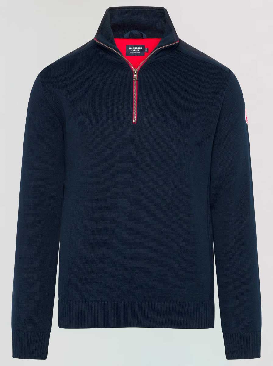 Holebrook Knitwear & Jumpers Holebrook - Martin ¼ Zip Knitted Windproof Navy Sweater