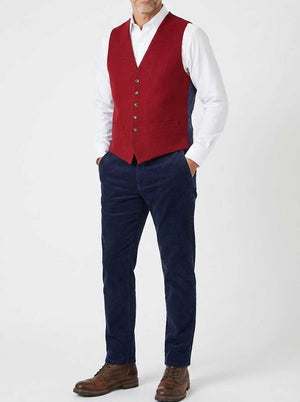 Hunt & Holditch Waistcoat Hunt & Holditch - Cotton Moleskin Burgundy Waistcoat