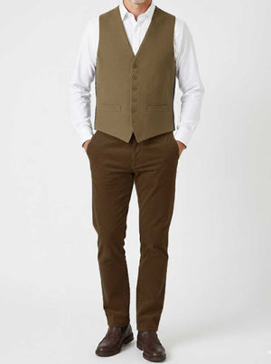 Hunt & Holditch Waistcoat Hunt & Holditch - Cotton Moleskin Taupe Waistcoat